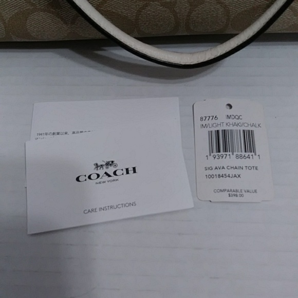 Coach Signature Canvas & Smooth Leather Ava Chain Tote *NWT* - Picture 12 of 12